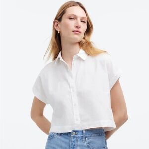 Madewell NWT Crop Dolman Shirt Size Small in Eyelet White Button Down